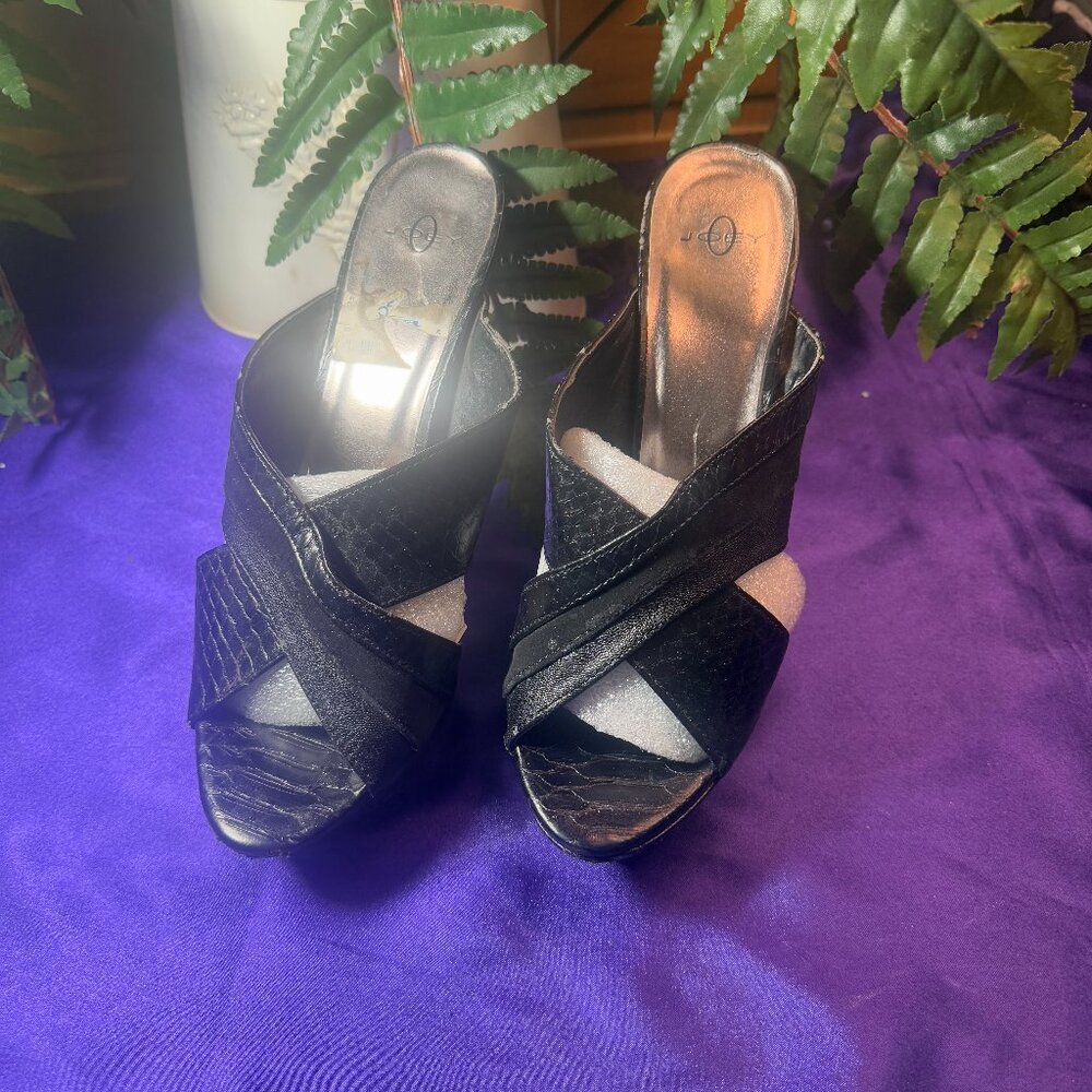 📌Joey O Mary Jane Stiletto  5.5"Heel Open Toe Slip-On Sandals w/ Platform 9.5 M